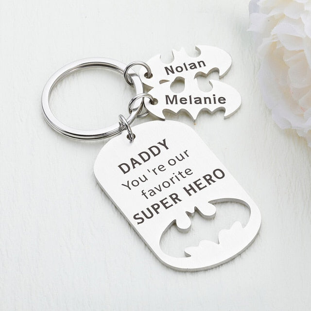 Personalized Batman Shaped Keyring