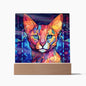 Cat Stained Glass Acrylic Plaque- Night Light