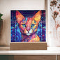 Cat Stained Glass Acrylic Plaque- Night Light