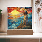 Lighthouse Sunset Stained Glass Acrylic Plaque