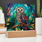 Mystic Owl Stained Glass Acrylic Plaque