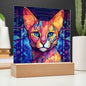Cat Stained Glass Acrylic Plaque- Night Light