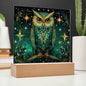 Mystic Owl Stained Glass Acrylic Plaque