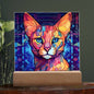 Cat Stained Glass Acrylic Plaque- Night Light