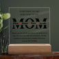 To My Mom| You Are The World| Square Acrylic Plaque!
