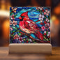 Stained Glass Acrylic Plaque Cardinal -Night Light