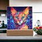 Cat Stained Glass Acrylic Plaque- Night Light
