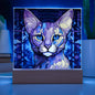 Cat Stained Glass Acrylic Plaque- Night Light