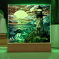 Lighthouse Sunset Stained Glass Acrylic Plaque