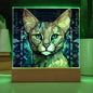 Cat Stained Glass Acrylic Plaque- Night Light