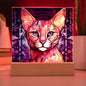 Cat Stained Glass Acrylic Plaque- Night Light