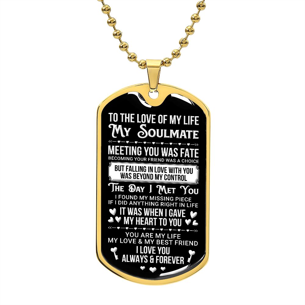 To my Soulmate | The Day I Meet You | Dog Tag