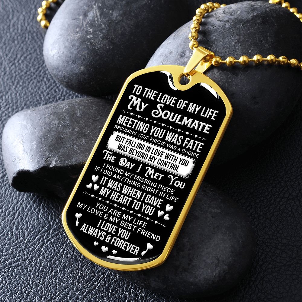 To my Soulmate | The Day I Meet You | Dog Tag