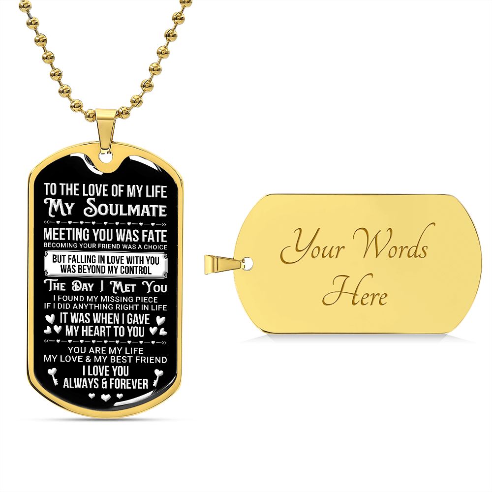 To my Soulmate | The Day I Meet You | Dog Tag