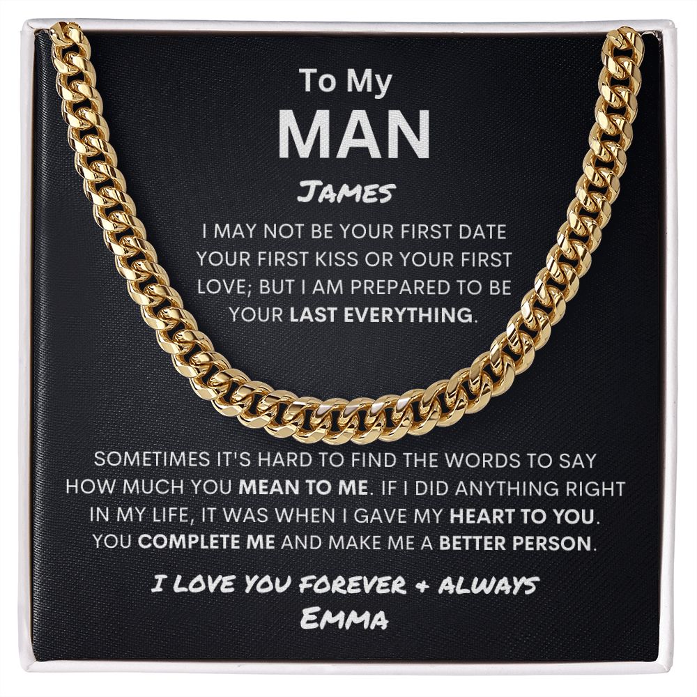 Personalized To My Man- Cuban Link Necklace