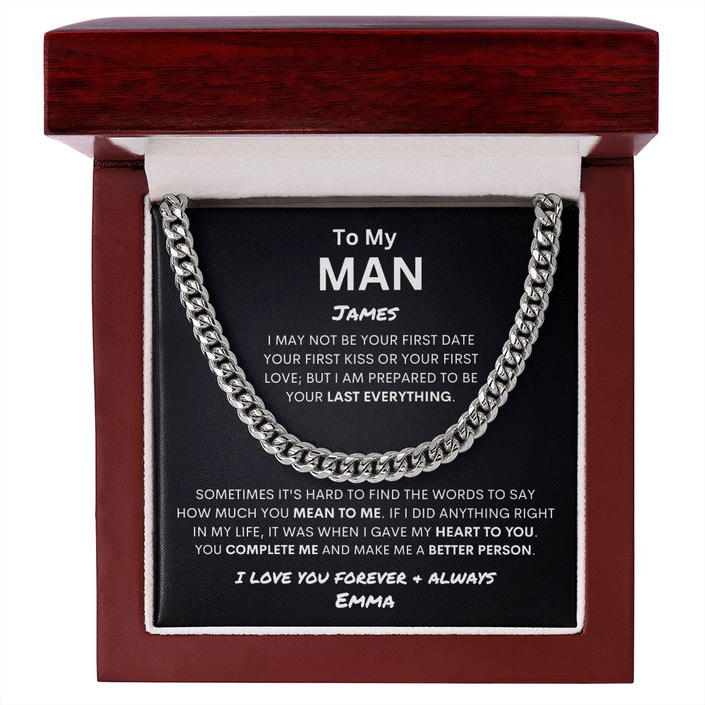 Personalized To My Man- Cuban Link Necklace