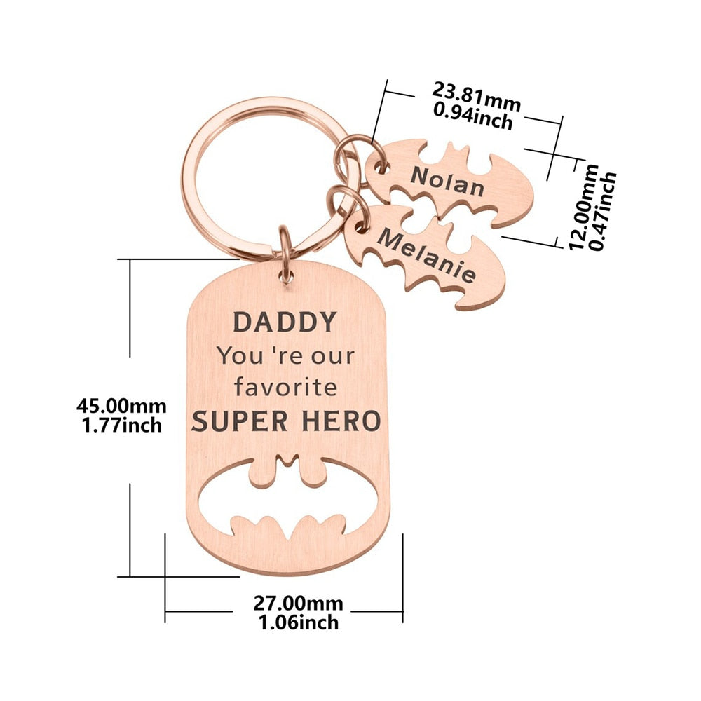 Personalized Batman Shaped Keyring
