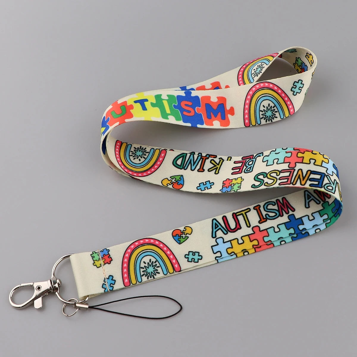 Cute Rainbow Awareness Lanyard with ID Badge Holder for Special Ed Teachers, Students, Therapist