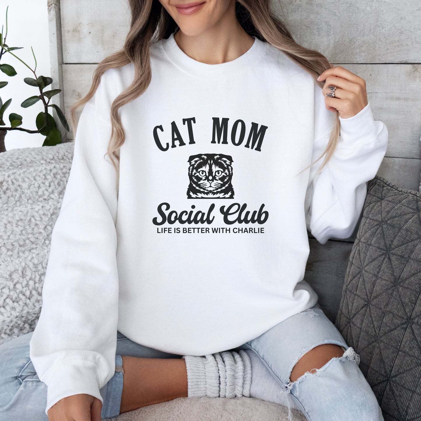 Custom Cat Mom Sweatshirt- Gift for a Cat Lover