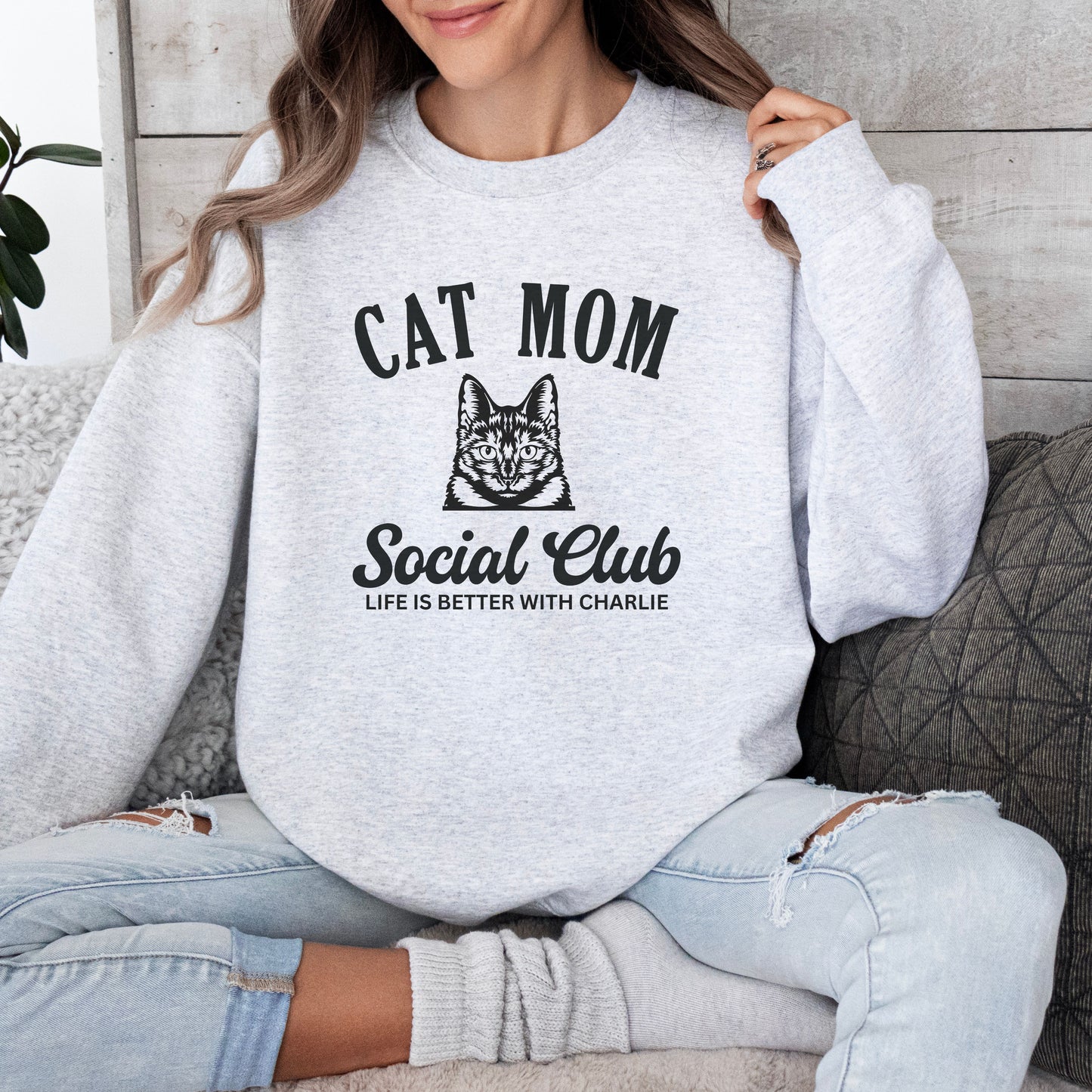 Custom Cat Mom Sweatshirt- Gift for a Cat Lover