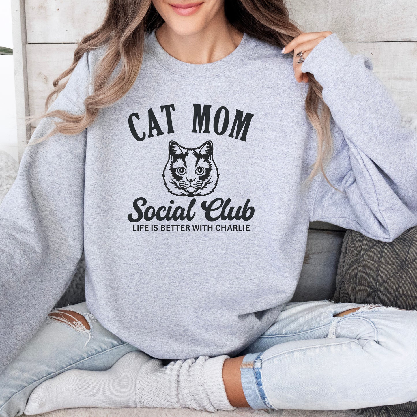 Custom Cat Mom Sweatshirt- Gift for a Cat Lover