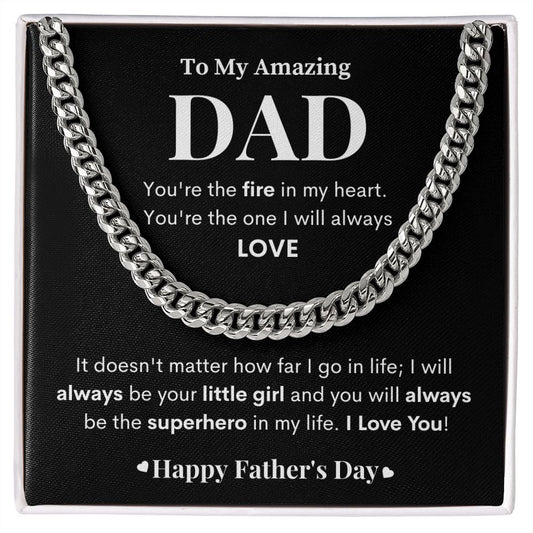 To My Amazing Dad | You're My Superhero | Cuban Link Chain