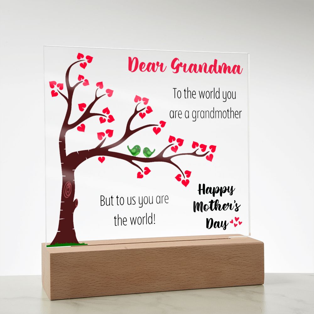 Dear Grandmother | You Are The World | Square Acrylic Plaque