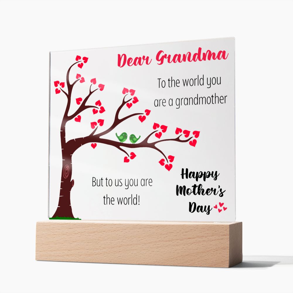 Dear Grandmother | You Are The World | Square Acrylic Plaque