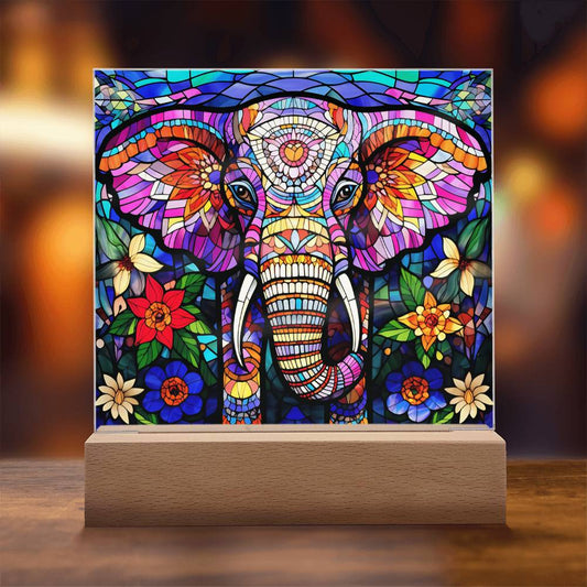 Elephant Stained Glass Acrylic Plaque