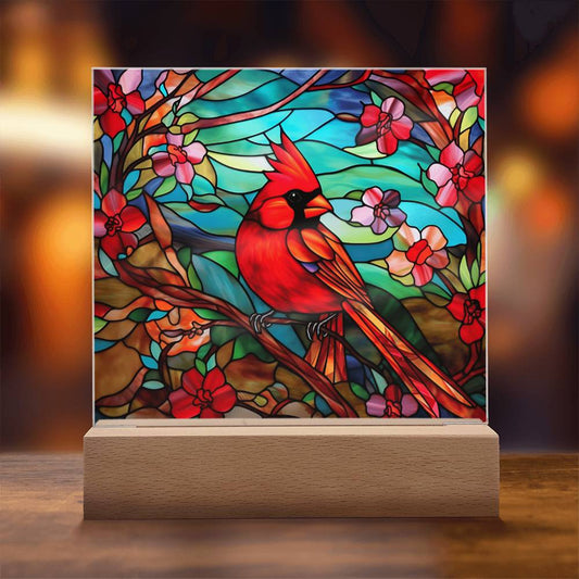 Cardinal Stained Glass Acrylic-Plaque