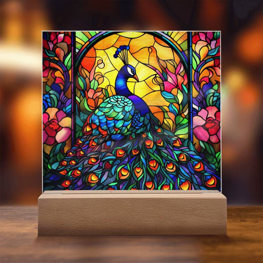 Peacock Stained Glass Acrylic Plaque