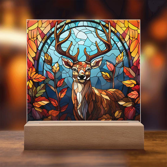 Deer Stained Glass Acrylic Plaque