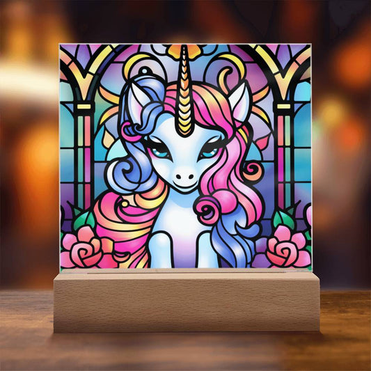 Fantasy Unicorn Stained Glass Acrylic Plaque