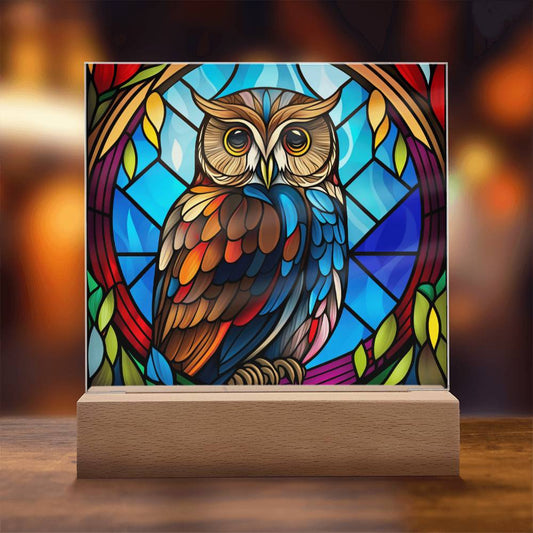 Owl Stained Glass Acrylic Plaque