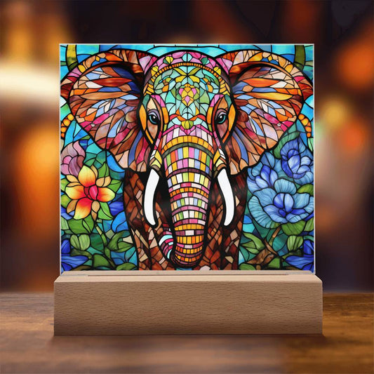 Elephant- Stained Glass Acrylic Plaque