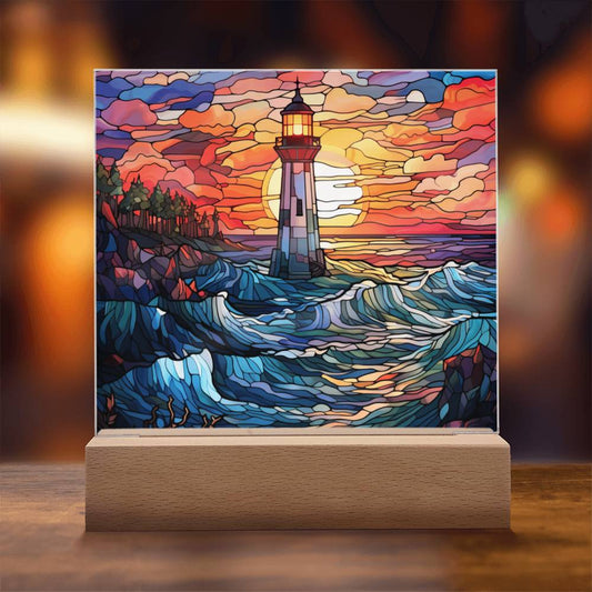 Lighthouse Stained Glass Acrylic Plaque