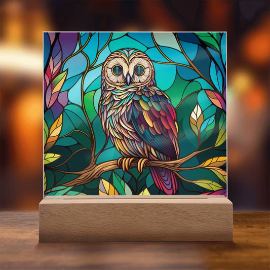 Mystic Owl Stained Glass Acrylic Plaque