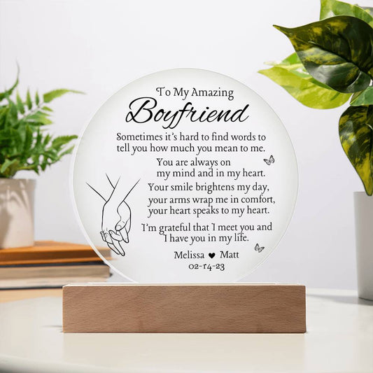 Personalized Valentine's Couple Night Lamp- Circle Acrylic