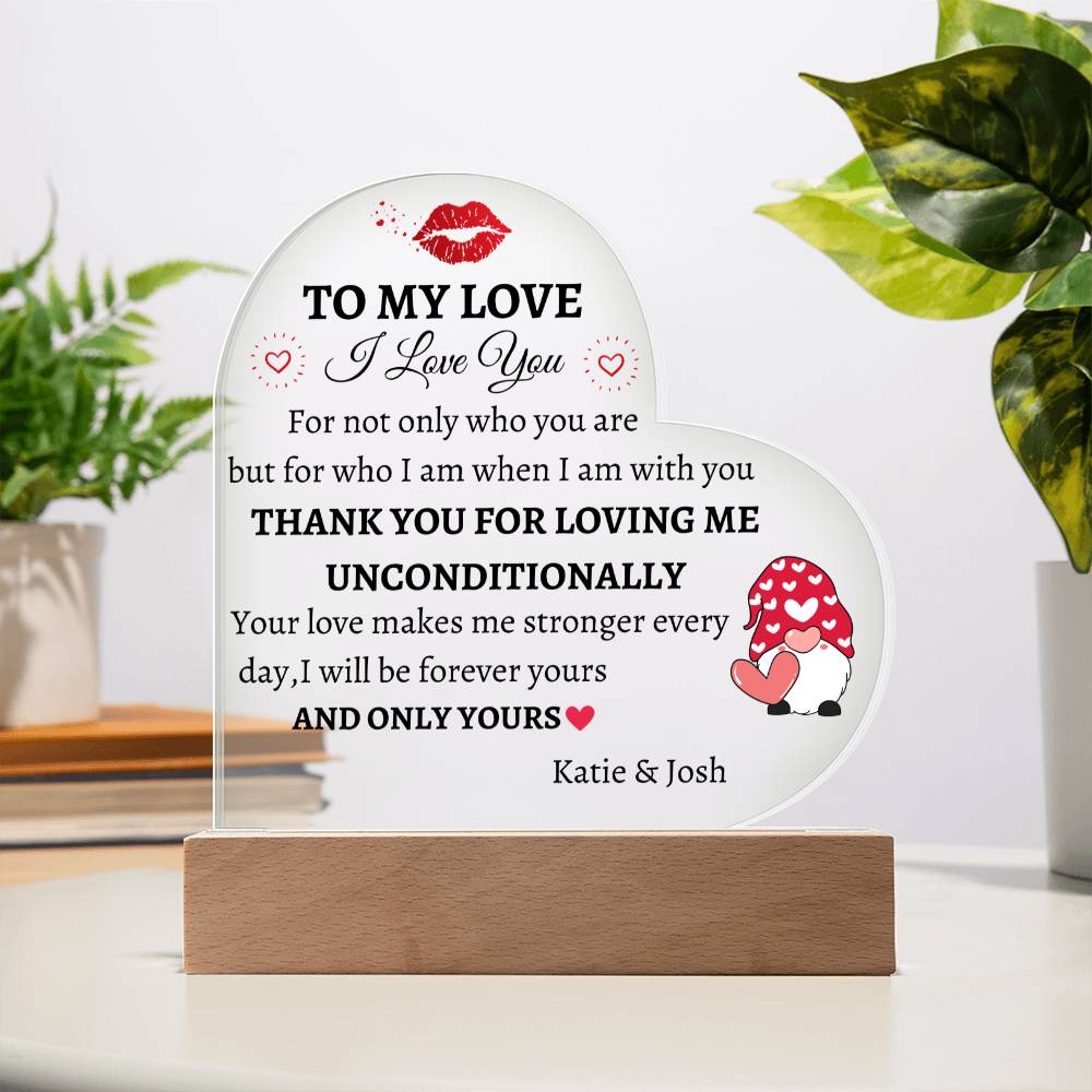 To My Love- Heart Acrylic