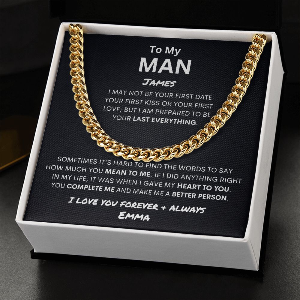 Personalized To My Man- Cuban Link Necklace