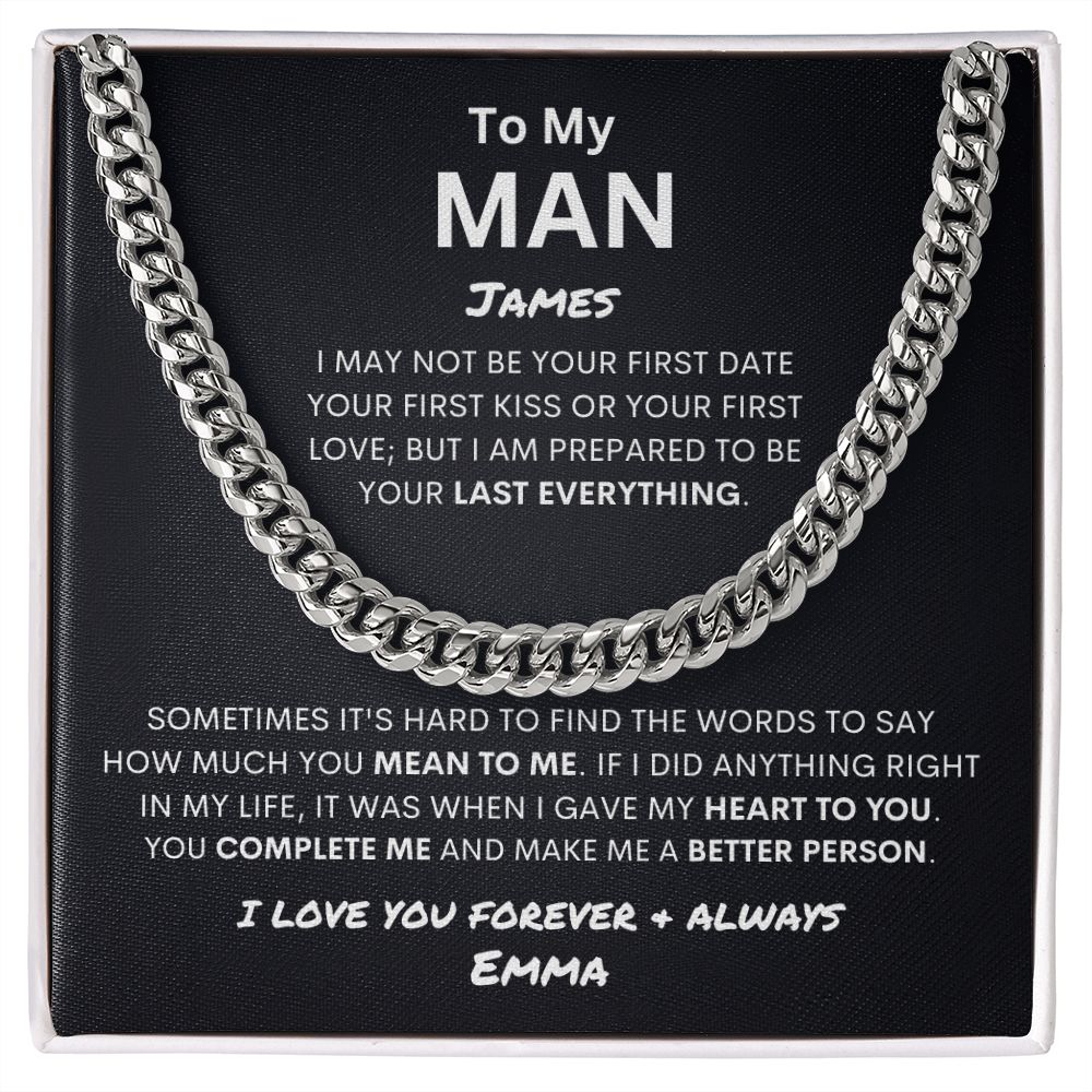 Personalized To My Man- Cuban Link Necklace