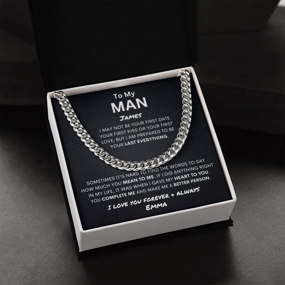Personalized To My Man- Cuban Link Necklace