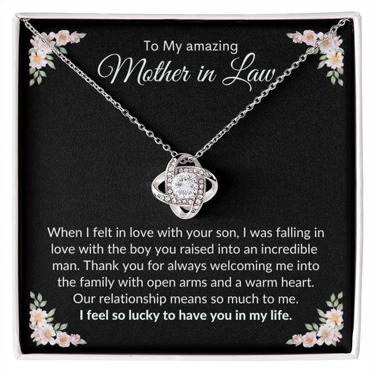 To My Amazing Mother in Law | I Feel So Lucky | Love Knot Necklace