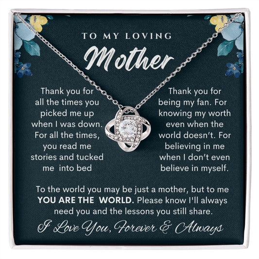 To My Loving Mother|You Are The World| Love Knot Necklace