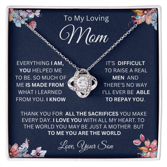 To My Loving Mom | You Are The World | Love knot Necklace
