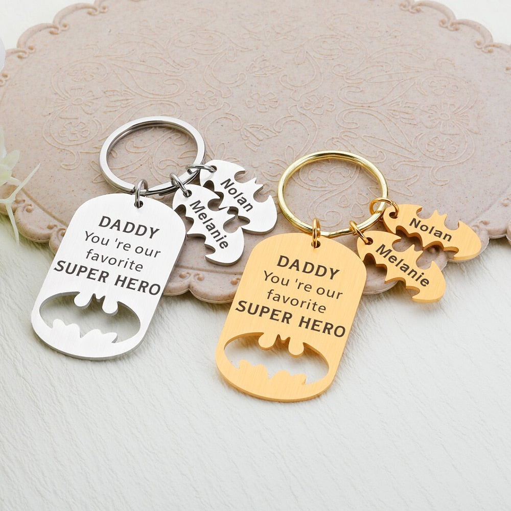 Personalized Batman Shaped Keyring